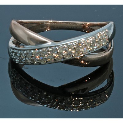 Rose & White Gold Diamond Ring-9ct