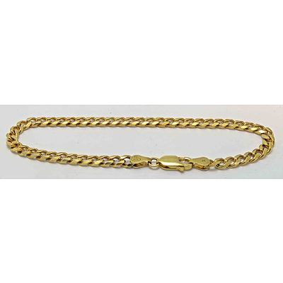 9ct Yellow Gold Bracelet - Solid Diamond-Cut Curb Links