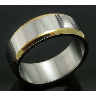 Titanium Ring With 18ct Gold-Plated Edges