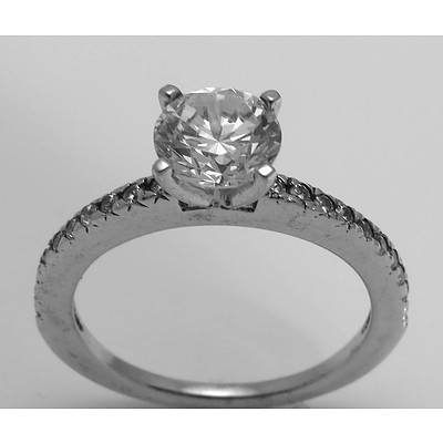 Sterling Silver Ring Set With Round Brilliant-Cut Cz 6.5mm of 1ct Diamond Equivalent Size