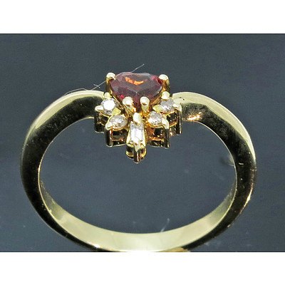 14ct Gold Garnet & Diamond Ring