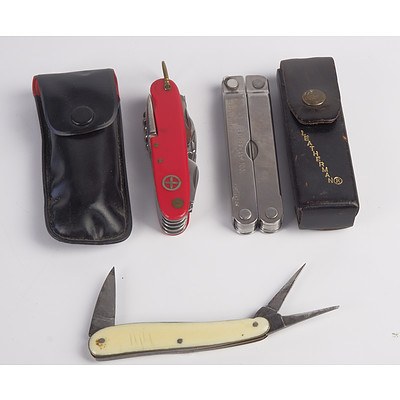 Swiss Army Knife, James Barber Pocket Knife and Leatherman Tool with Case