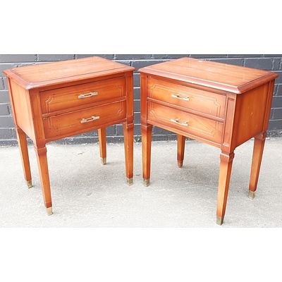 Pair of Antique Style Bedside Tables with Brass Feet