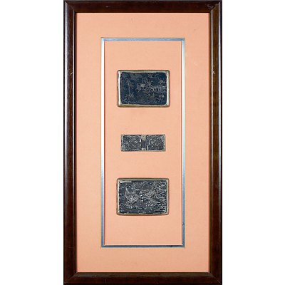 Three Framed Brass Etching Relief Plates