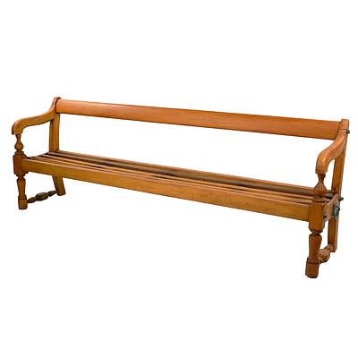 Antique Pine Sydney Ferries Bench, with Original Metal Lashing Fittings, Early 20th Century