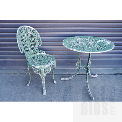 Vintage Cast Alloy Garden Table with Matching Chair