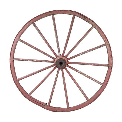 Antique Wagon Wheel with Metal Rim