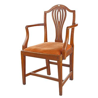 George III Hepplewhite Elm Elbow Chair, Circa 1800