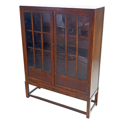 Early 20th Century Oak Bookcase with Glass Doors