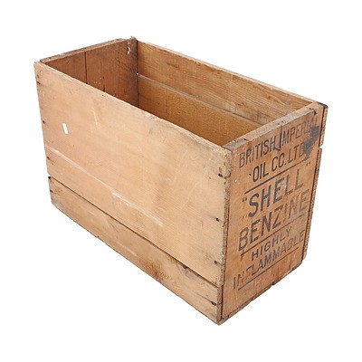 Vintage Wooden Crate - British Imperial Oil Co Ltd Shell Benzine