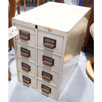 Vintage Roneo Metal Eight Drawer Card File Cabinet