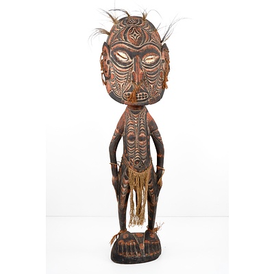 PNG Hand Painted and Decorated Tribal Figure with Shell Eyes