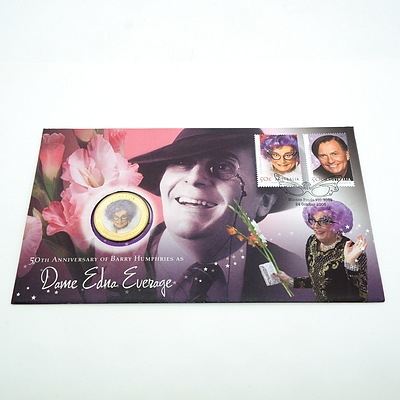 Dame Edna Everage Envelope with 50 Cent Commemorative Coin