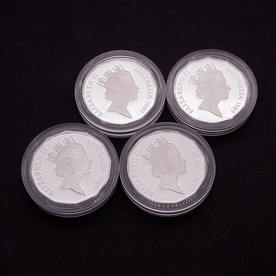 Four Silver Proof 50 Cent Coins, Ex Master Piece Sets