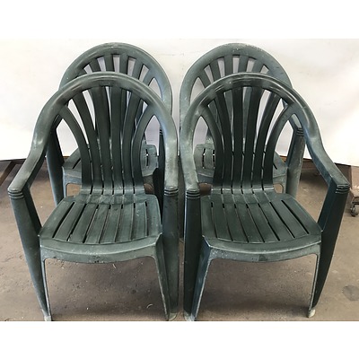 Plastic Outdoor Chairs -Lot of Four