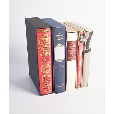 Quantity of Folio Society Publications Including The Raj, An Eyewitness History by R Hudson, Secret Memories of a Renaissance Pope by Piccolmini and More