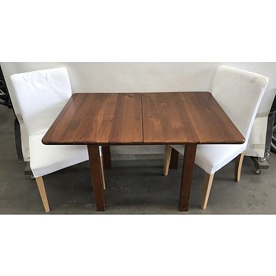 Pine Dining Table With Two Ikea Chairs