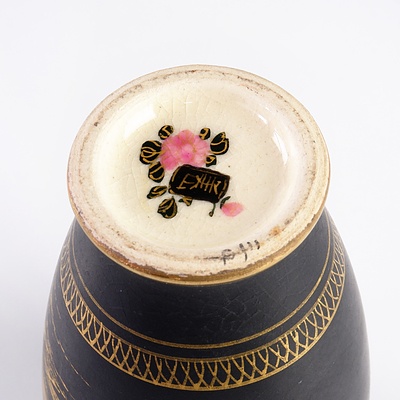 Pair of Japanese Black Satsuma Vases, 20th Century