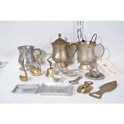 Group of Assorted Brass and Silverplate Collectibles