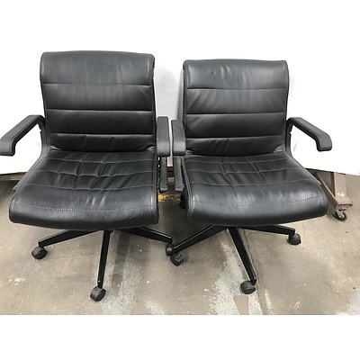CoDesign & Arts Louisiana Black Leather Office Chairs -Lot Of Two