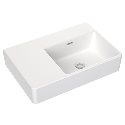 Clark 600mm Wall Basin With Left Hand Shelf 600mm (No Tap Hole) -  CL40009.W0LH - Brand New - RRP $330.00