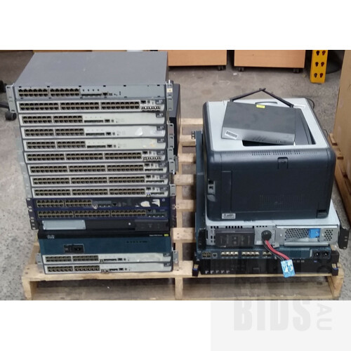 Assorted Networking Devices, Server and Colour Printers - Lot of 22