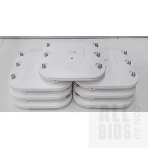 Cisco (AIR-LAP1262N-N-K9) Aironet 802.11n Dual Band Wireless Access Point with Antenna - Lot of Seven