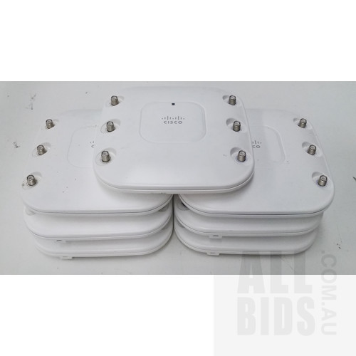 Cisco (AIR-LAP1262N-N-K9) Aironet 802.11n Dual Band Wireless Access Point with Antenna - Lot of Seven