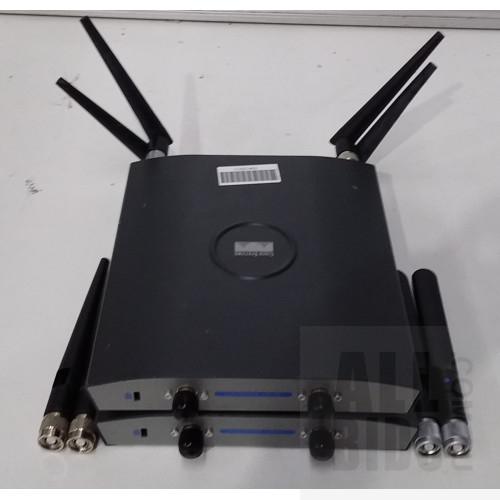 Cisco (AIR-AP1242AG-N-K9) Aironet 802.11n Dual Band Wireless Access Point with Antenna - Lot of Two