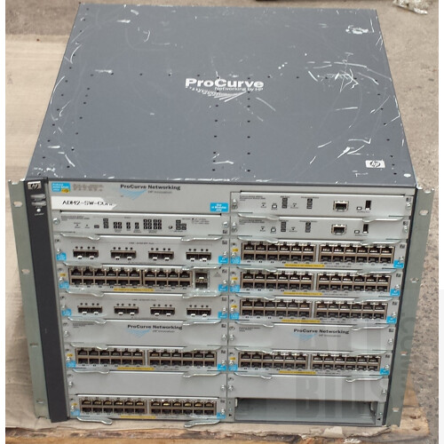 HP (J9091A) ProCurve 8212zl PoE+ Switch Chassis with Modules