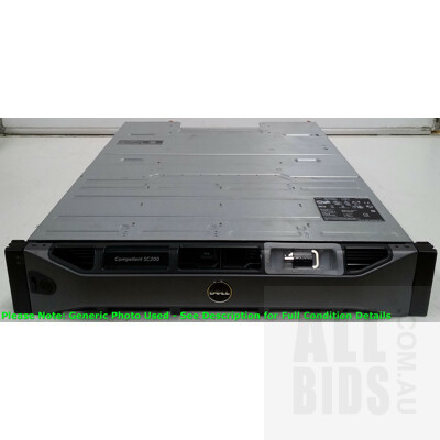 Dell Compellent SC200 12 Bay Hard Drive Array (7.2TB Installed) with Two 6Gbps Controller Modules