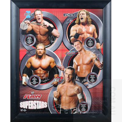 Framed RAW Superstars Poster with Facsimile Signatures including Shawn Michaels and Edge