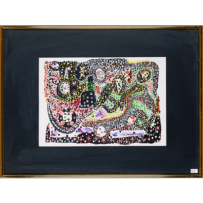 A Framed Contemporary Abstract Artwork, Mixed Media on Paper