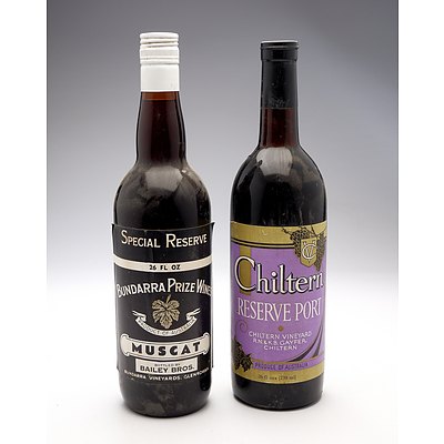 Bundarra Prize Wines Special Reserve Muscat and Chiltern Reserve Port - Both 26 FL OZ (2 Bottles)