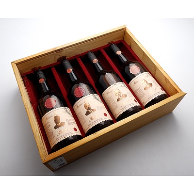 Boxed Four Bottle Set of Wyndham Estate Prime Ministers Port - Fisher, Cook, Hughs, Bruce