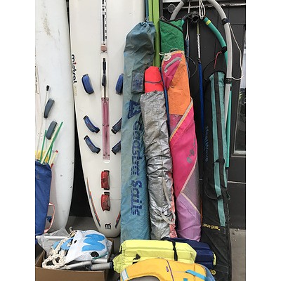Lot Of Two 12 Foot Windsurfing Boards With Accessories