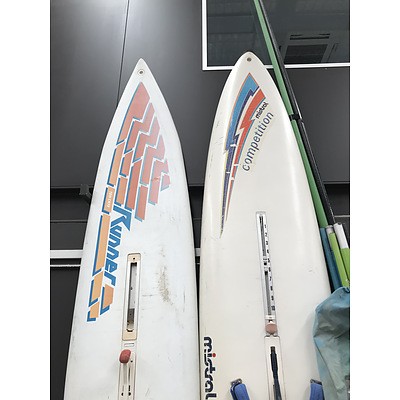 Lot Of Two 12 Foot Windsurfing Boards With Accessories