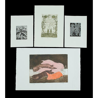 Pat Rowley (born 1929) Four Various Engravings and Etchings