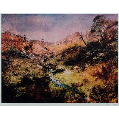 Arthur Merric Bloomfield Boyd (1920-1999), 'Old Mining Country (near Bendigo)', Photolithograph