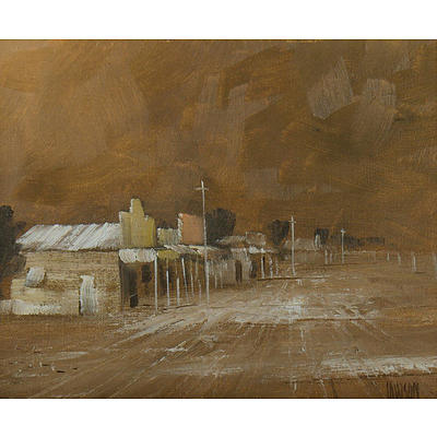 Peter Lawson (born 1946), 'Outback Shopping Centre', Oil on Canvas Board