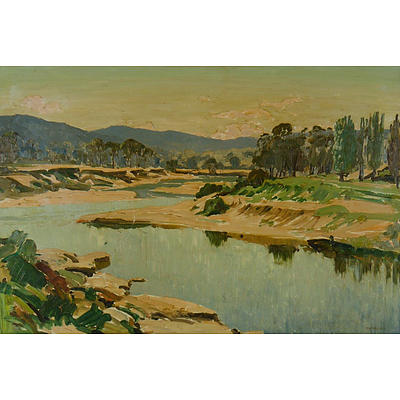 Max Ragless (1901-1981), Riverbend, Oil on Board