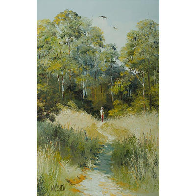 William (Bill) O'Shea (born 1947), 'The Bush Track,' 1979, Oil on Canvas Board 