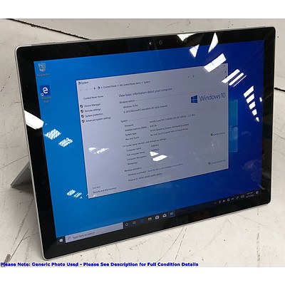 Microsoft Surface (1724) Pro 4 12-Inch 256GB Core i7 (6650U) 2.20GHz CPU 2-in-1 Detachable Laptop