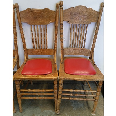 Antique Beech Dining Chairs - Lot of Four