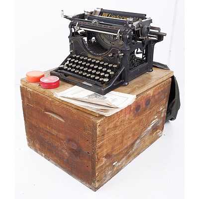 Antique Underwood Secretarial Typewriter with Manual, Accessories and Original Packing Crate