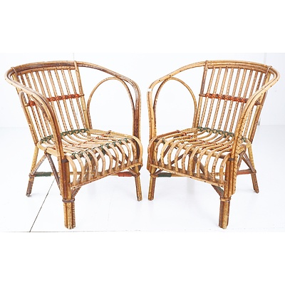Pair of Vintage Tiger Cane Children's Chairs