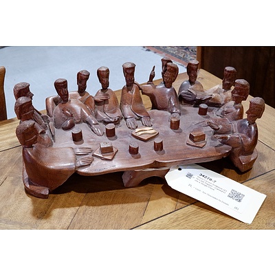Hand Carved Sculpture of the Last Supper - Carved From a Single Piece