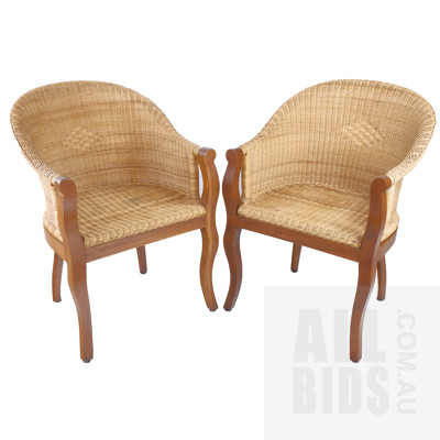 Pair of Contemporary Wicker Armchairs