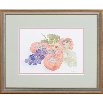 Susie a'Beckett, Autumn Fruit, Watercolour, 16 x 23 cm