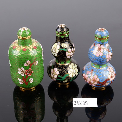Three Chinese Cloisonne Snuff Bottles